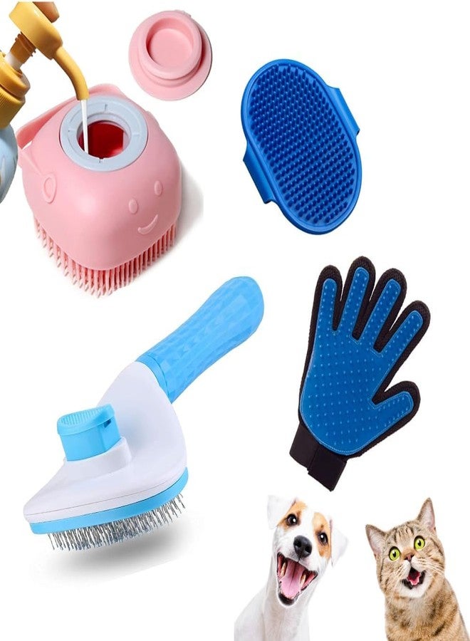 KittuPet 3 pcs Pet cleaning comb, cat brush rabbit brush multi-functional comb for dogs and cats of variety hair types, with massage particles, easy removal of loose hair and tangles,Combo - Image 1